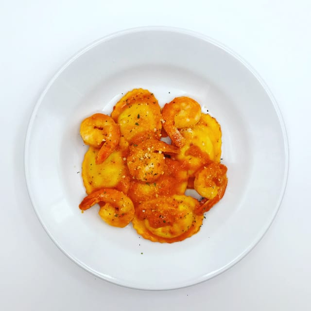 Lobster Ravioli and Shrimp.